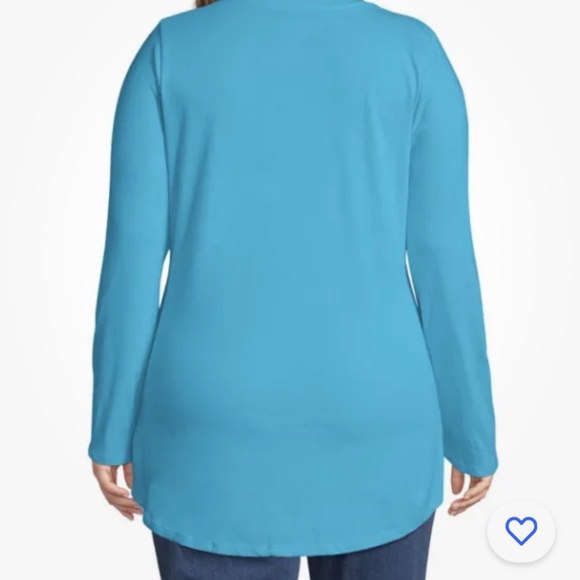 Just My Size Blue Split V-Neck Women’s Lightweight LS Tunic Top 3X NEW - Picture 3 of 6